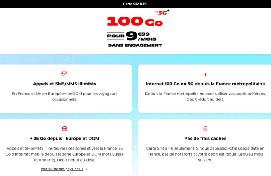 Ce que vous offre le forfait NRJ Mobile 100Go 5G