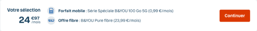 Forfait 100Go 5G B You à 0,99€/mois si pris avec la box :