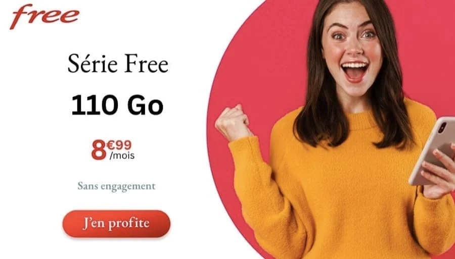 Forfait Free Série spéciale 110 Go à 8,99€/mois : la 4G généreuse sans engagement