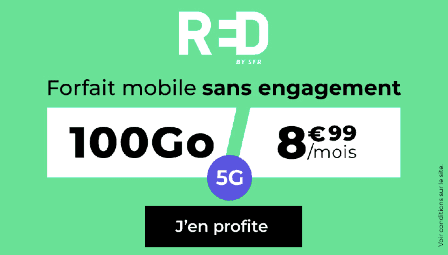 RED by SFR frappe fort : 100Go 5G à seulement 8,99€/mois