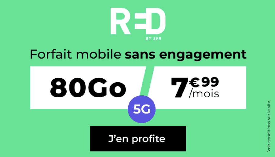 Forfait RED 80 Go 5G à 7,99€/mois : la 5G pas chère sur le réseau SFR