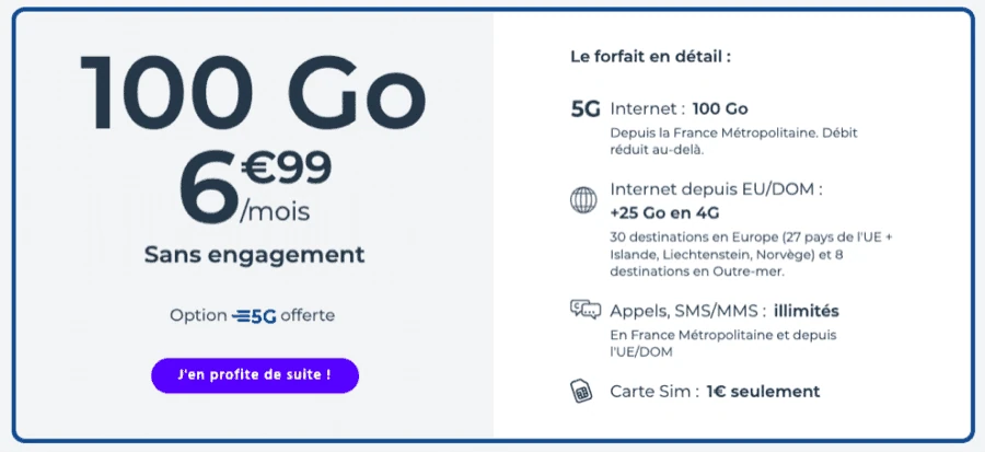 Tout ce que Vous Obtenez avec le Forfait Cdiscount Mobile 100Go 5G