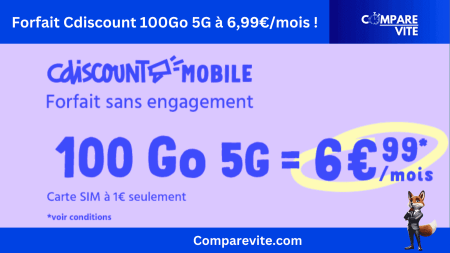 Imbattable : Cdiscount Mobile Vous Propose 100Go 5G pour Seulement 6,99€/mois !