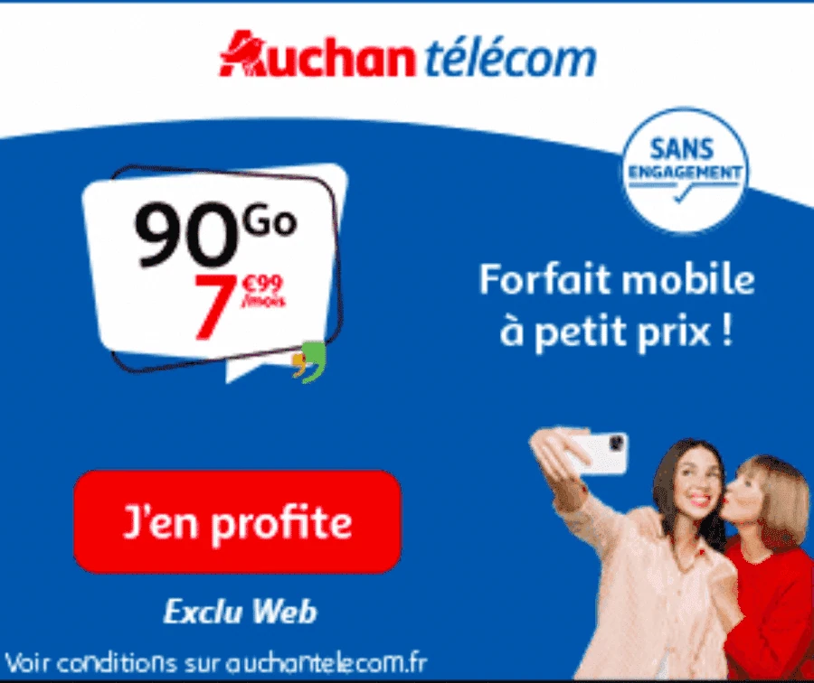 Forfait Auchan Télécom 90Go : un classique bien calibré