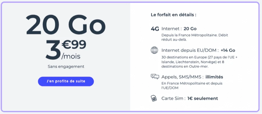Le forfait 20Go Cdiscount Mobile en détail