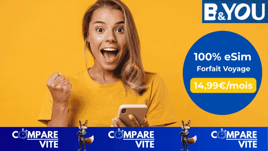 Nouveau forfait B&YOU 150 Go 5G à 14,99€/mois : parfait pour voyager connecté 🌍