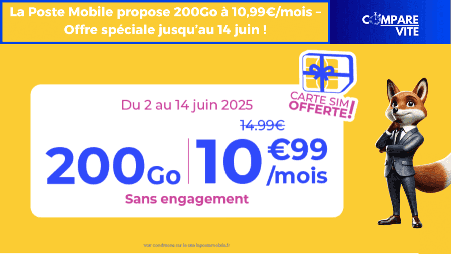 La Poste Mobile propose 200Go à 10,99€/mois – Offre spéciale jusqu’au 14 juin
