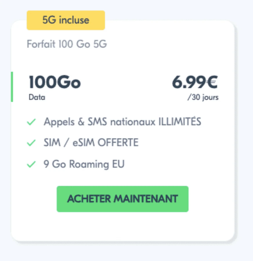 Les infos clés sur le forfait Lyca Mobile – 100 Go 5G