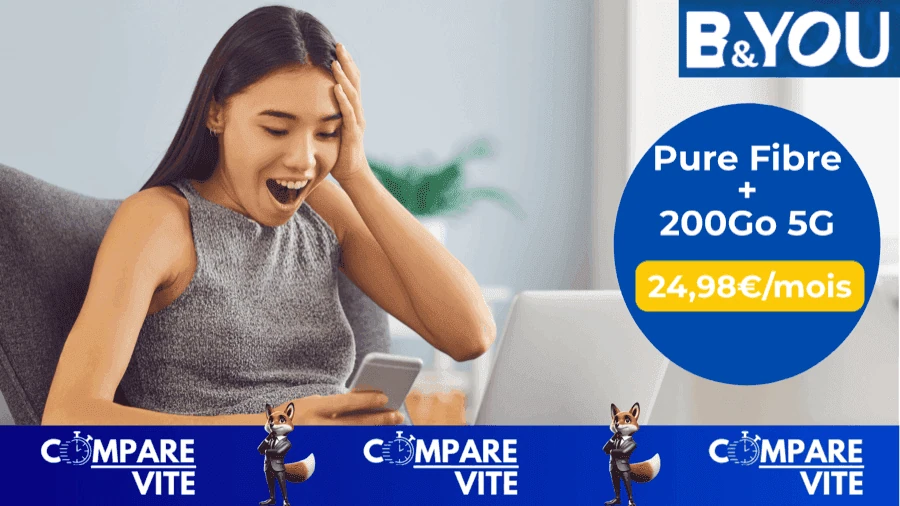 Le Pack B&You Fibre + Forfait 200 Go baisse à 24,98€/mois : une excellente affaire