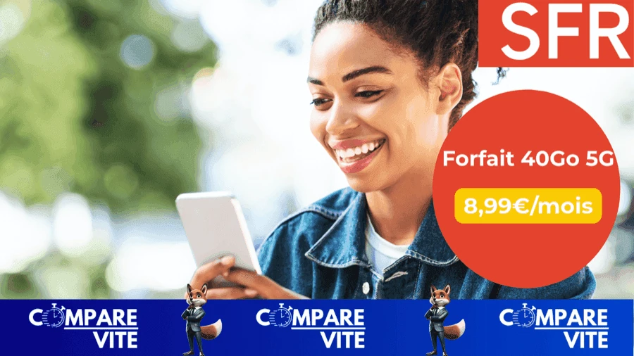 Forfait SFR 40 Go 5G dès 8,99€/mois : une offre riche en services