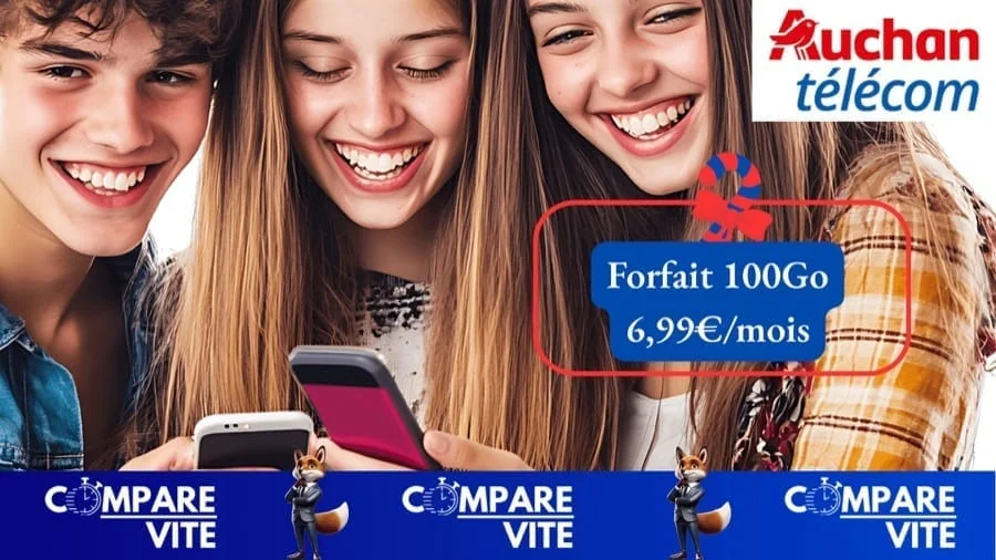 Auchan Télécom 100 Go 5G : un forfait puissant sur le réseau Bouygues, à prix malin