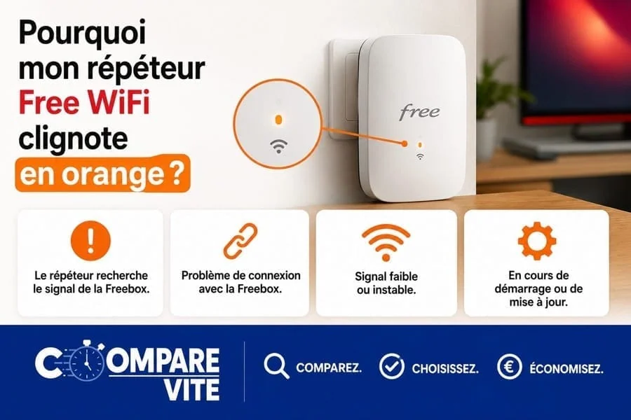Pourquoi le répéteur WiFi Free clignote orange ?