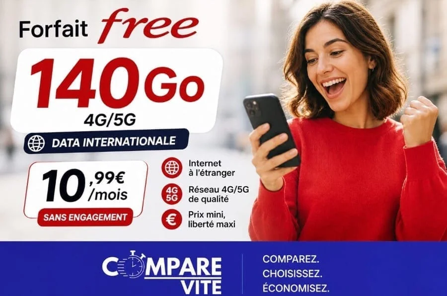Série Free 140 Go à 10,99€/mois : un énorme forfait sans engagement à prix mini