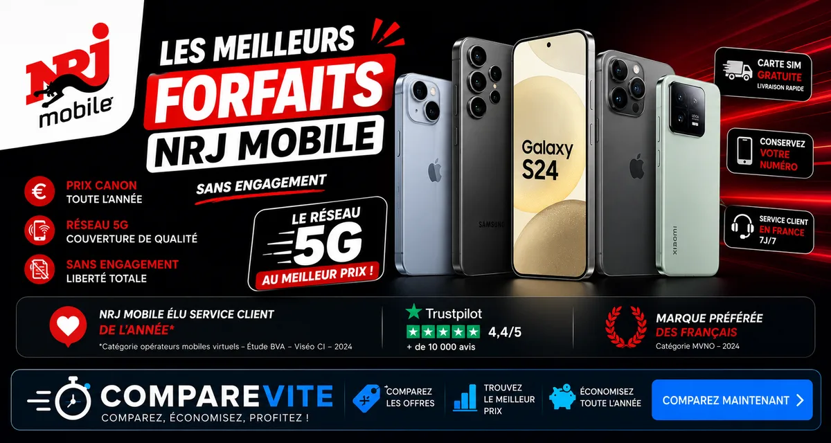 Top 3 des forfaits NRJ Mobile en juin 2026