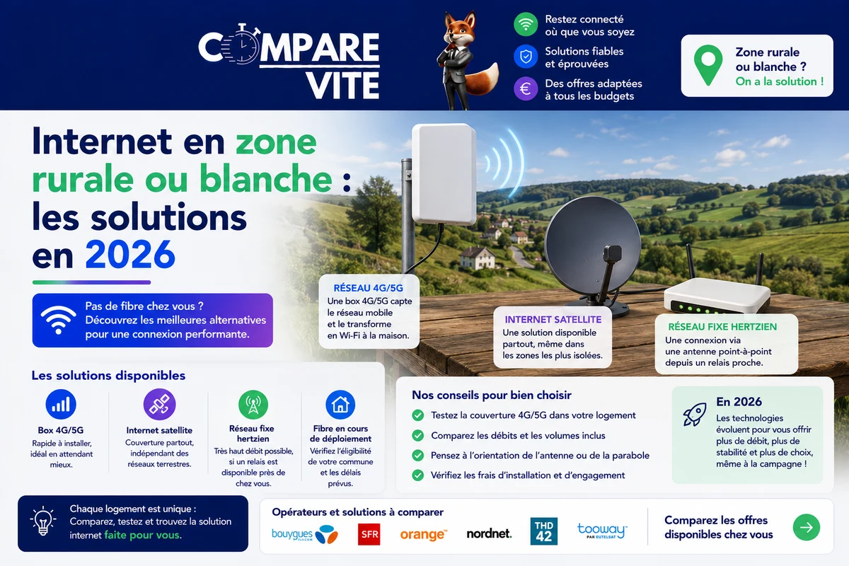 Internet en zone rurale ou blanche : les solutions en 2026