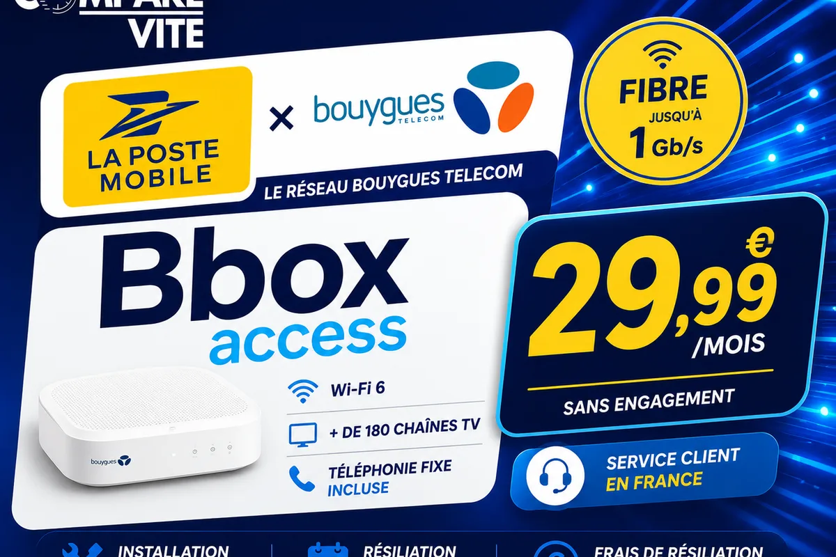 Box La Poste Mobile Bbox Access : fibre à 29,99 €