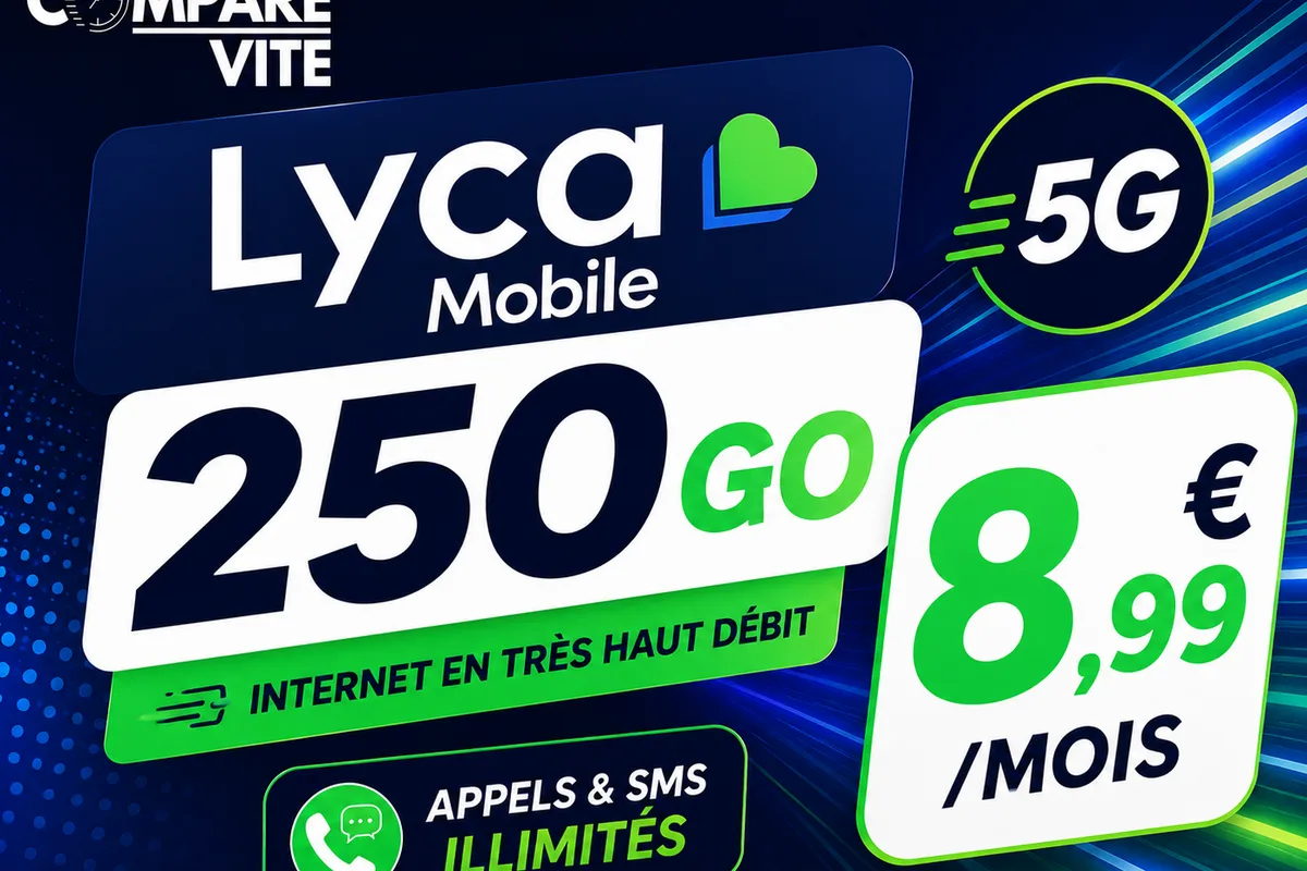 Lyca Mobile 250 Go 5G à 8,99 €/mois : le gros forfait pas cher