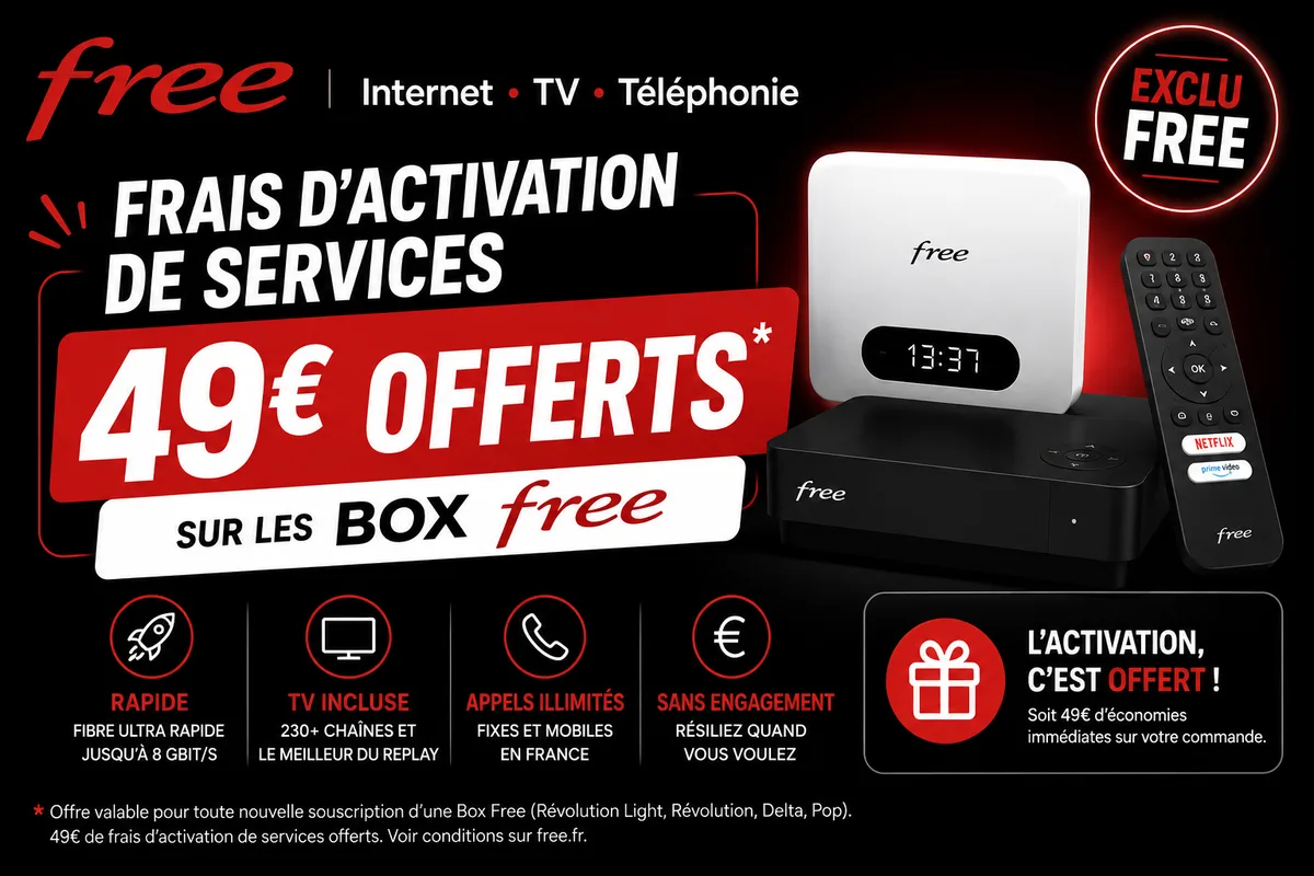 Free rembourse les frais d'activation de votre Freebox (jusqu'à 200 € offerts)